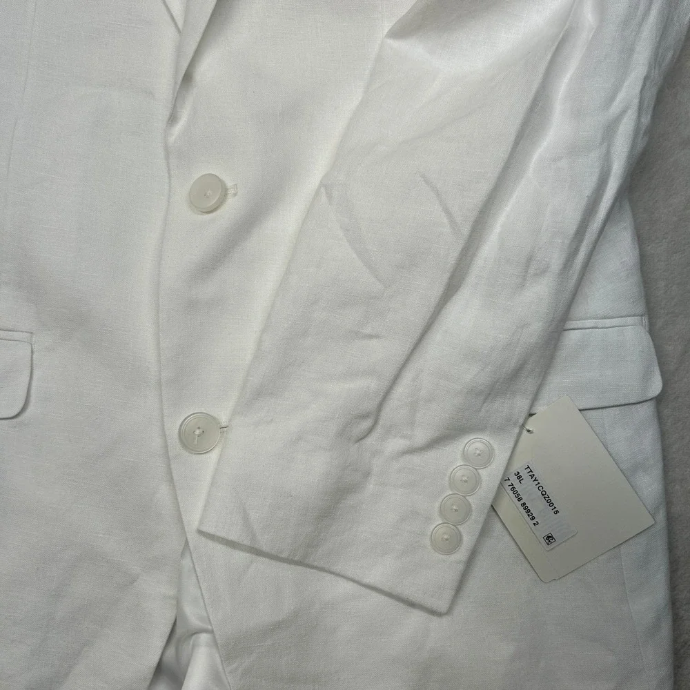 Bar III Linen Suit Jacket Mens 38L White Slim Fit Summer Coastal Sport Coat $360